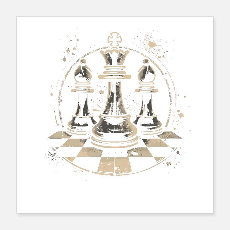 Dessin de pièces d’échecs Poster 40 x 40 cm