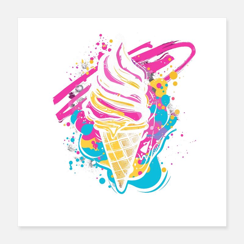 Taches de peinture de cornet de crème glacée Poster 40 x 40 cm