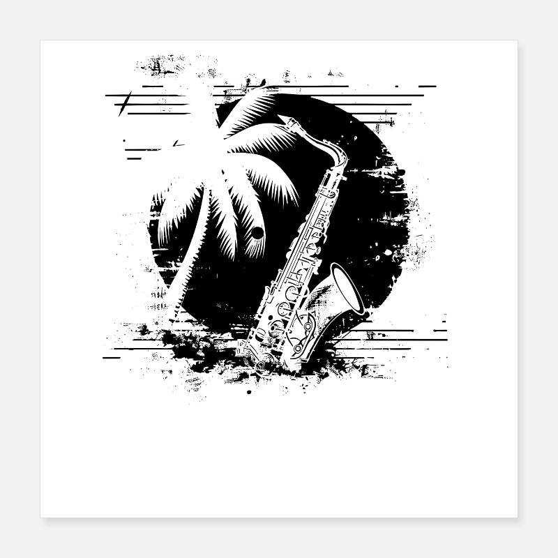 Saxophone Sketch Poster 16" x 16" (40x40 cm)