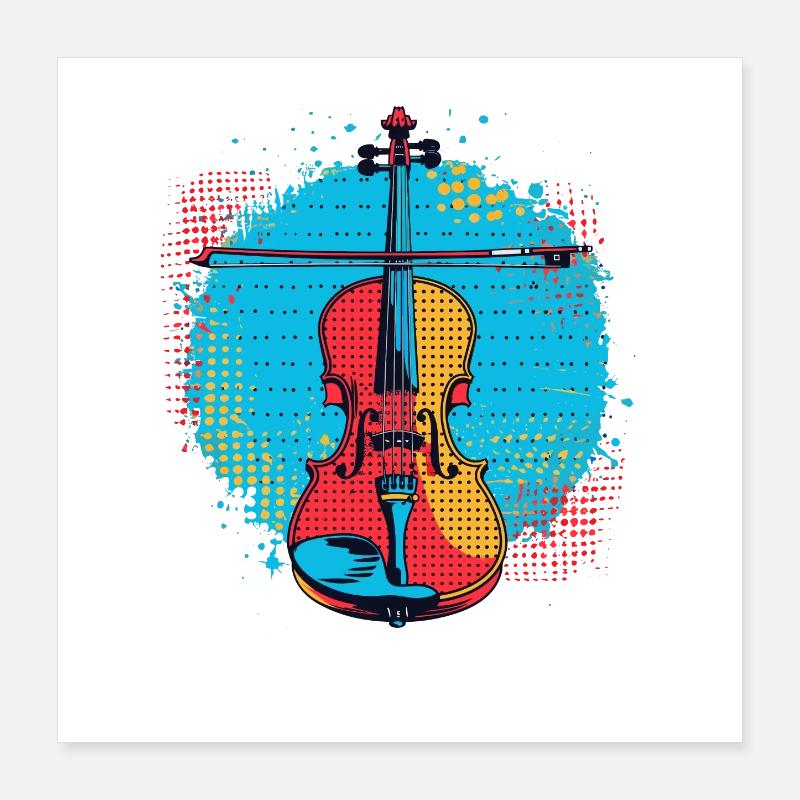 Dessin de violon Poster 40 x 40 cm