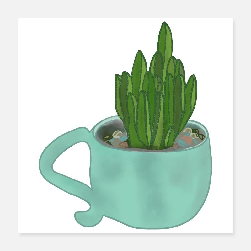 Eine Tasse mit einer Sukkulente Poster 40x40 cm