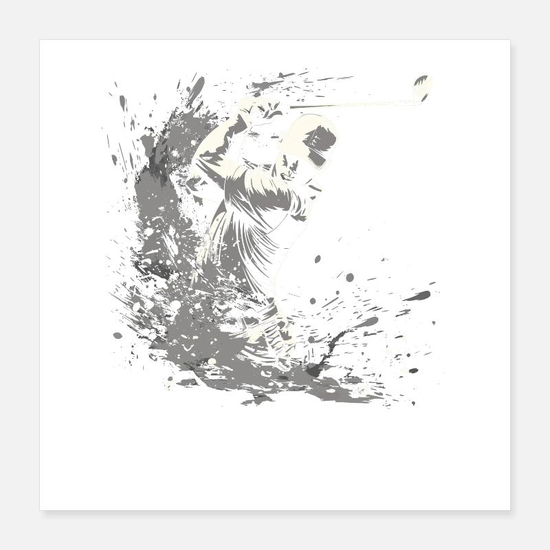Golfer Drawing Poster 16" x 16" (40x40 cm)