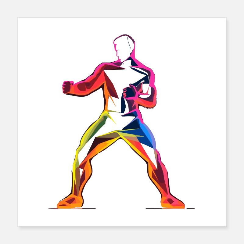 Kickboxer style dessin animé Poster 40 x 40 cm