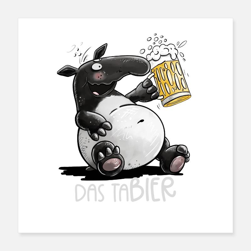 Tapir Trinkt Bier Tabier Wortspiel Poster 40x40 cm