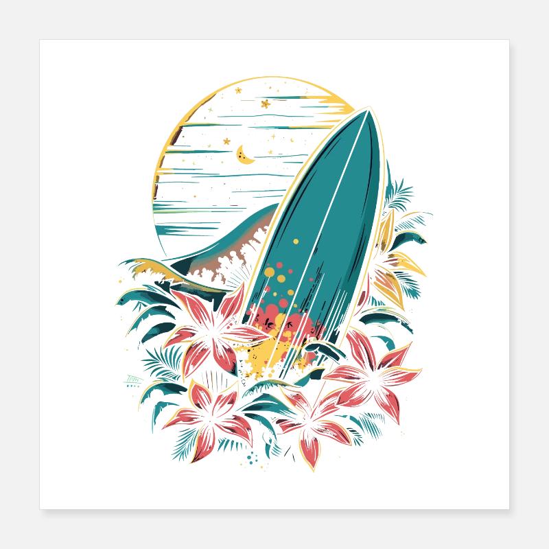 planche de surf dessin animé Poster 40 x 40 cm
