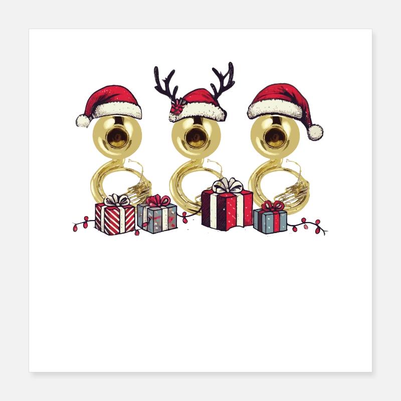Orchestre de Noël Sousaphone Brass Band Poster 40 x 40 cm