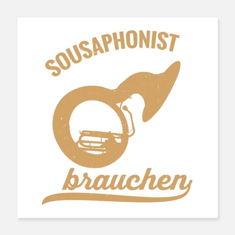 Sousaphonist Held Sousaphon Musiker Blaskapelle Poster 40x40 cm
