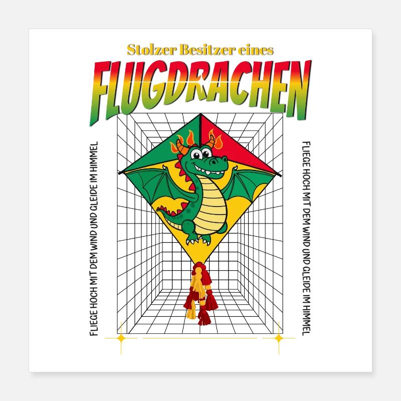 Flugdrachen Besitzer Poster 40x40 cm