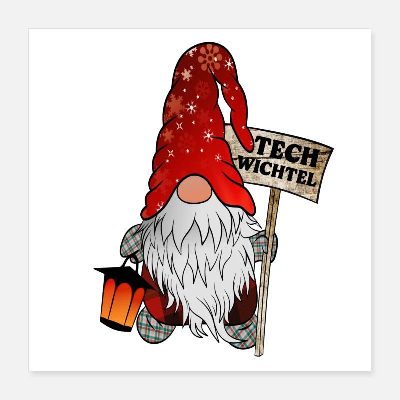 Tech Gnome – IT Christmas Gnome Poster 16" x 16" (40x40 cm)