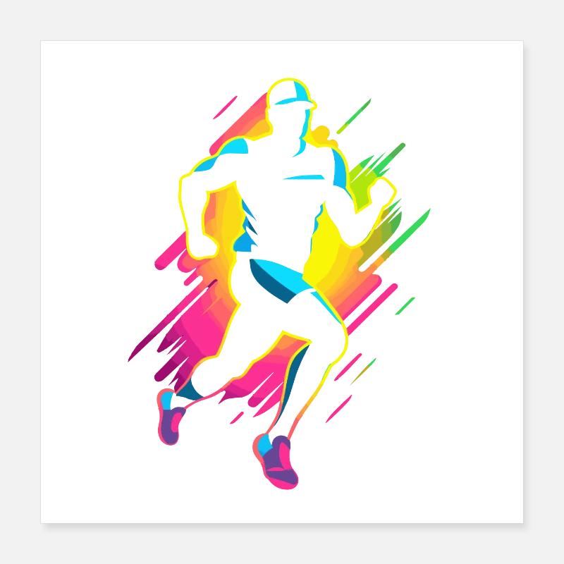 Marathon Läufer Comic Look Poster 40x40 cm