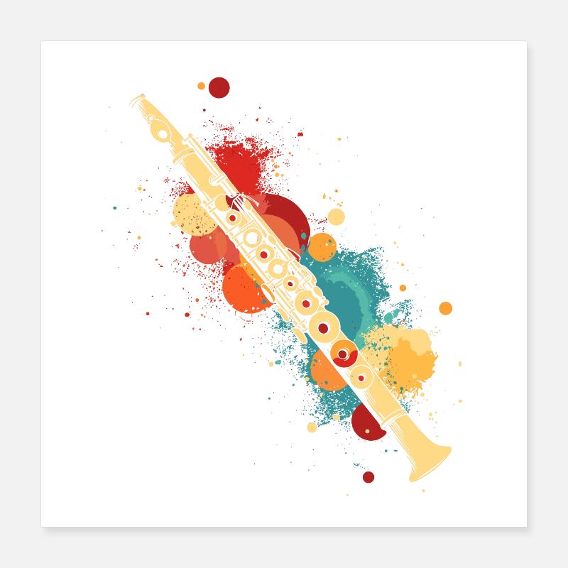 Flûte éclaboussée de couleur Poster 40 x 40 cm