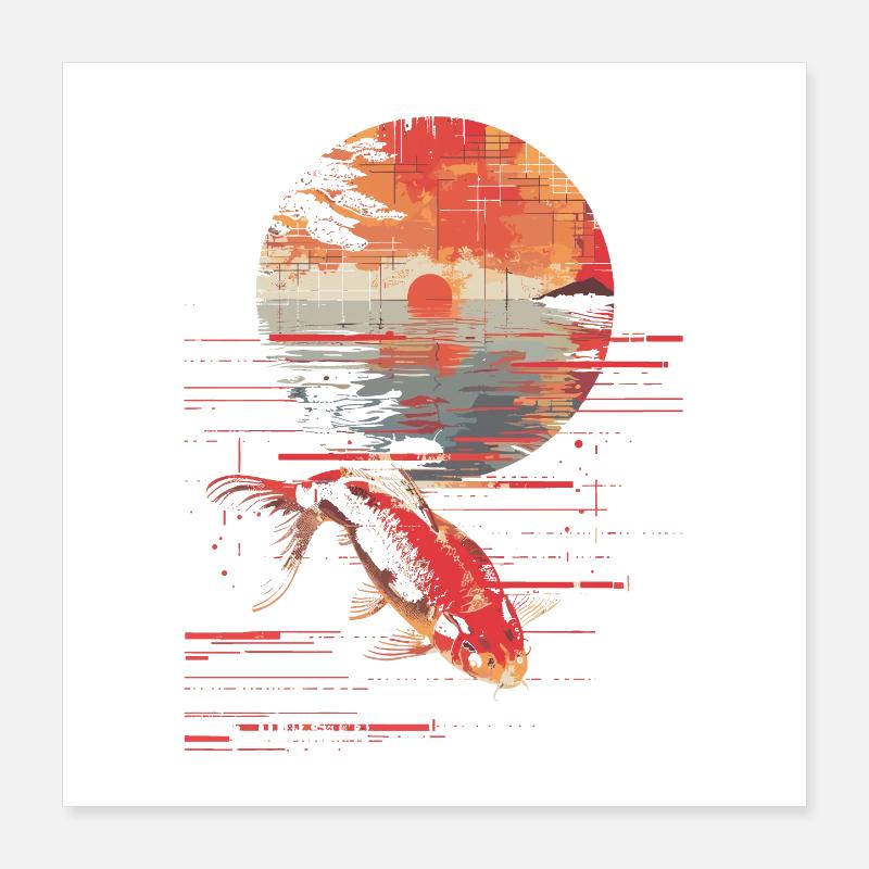 Pêche Synthwave Poster 40 x 40 cm