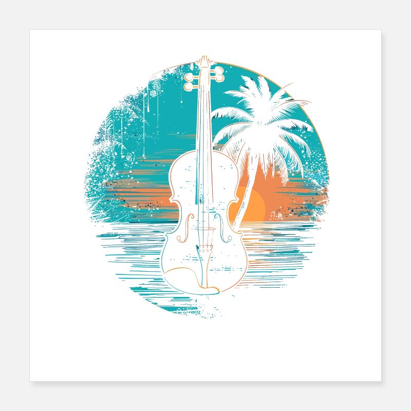 Violon Coucher de soleil Poster 40 x 40 cm
