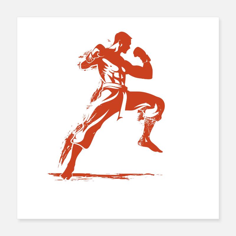 Oldschool Kickboxer Poster 40x40 cm