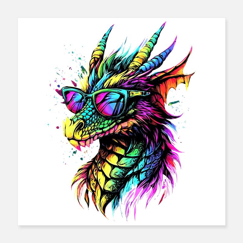 Dragon Créature mythique Dragon Lover Dragon de feu Poster 40 x 40 cm