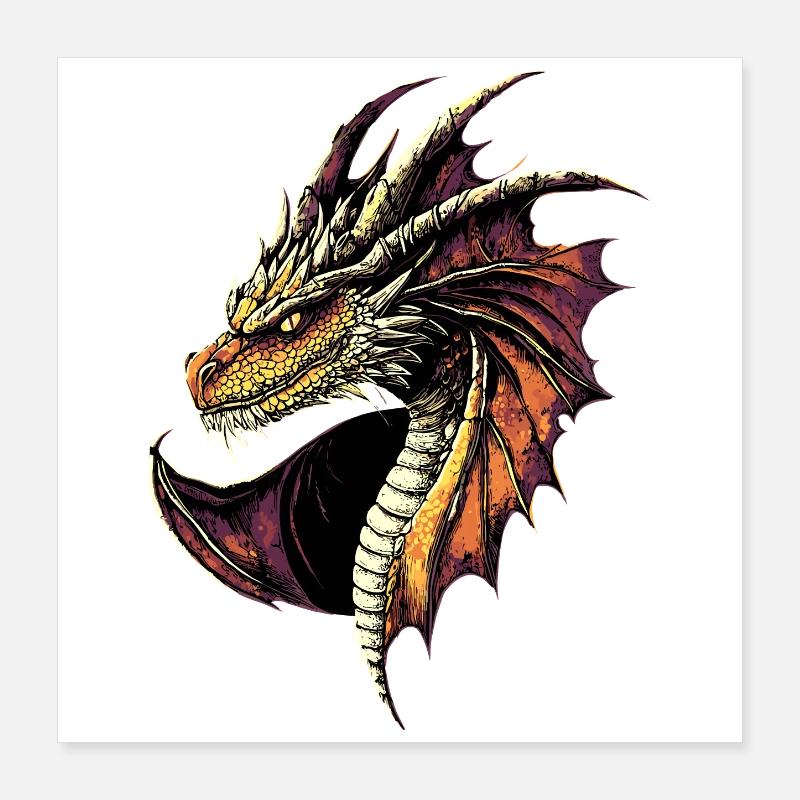 Dragon Mythical Creature Dragon Lover Fire Dragon Poster 16" x 16" (40x40 cm)