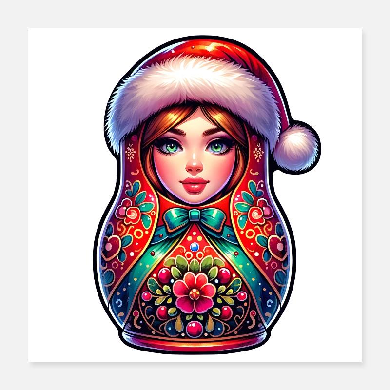 Matriochka russe Noël Russie Poster 40 x 40 cm