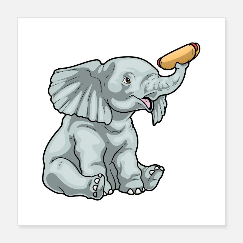 Hot-dog éléphant Poster 40 x 40 cm