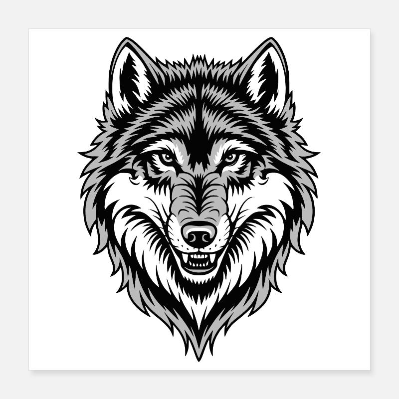 Wolf costume blue wolf head werewolf and Poster 16" x 16" (40x40 cm)