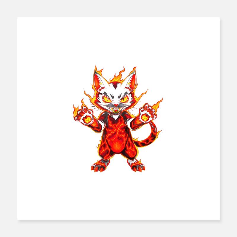 Chat de Feu et de Lave - Chaton en feu Poster 40 x 40 cm