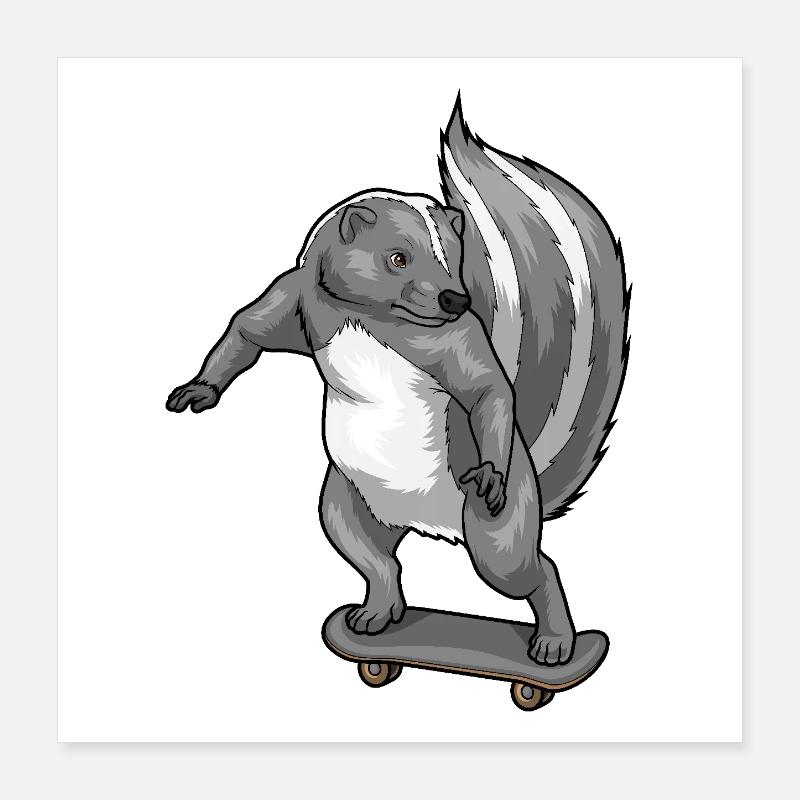 Skunk Skater Skateboard Poster 40 x 40 cm