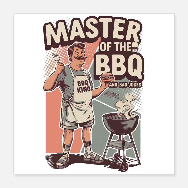 Rétro BBQ Master Funny Grill King Poster 40 x 40 cm