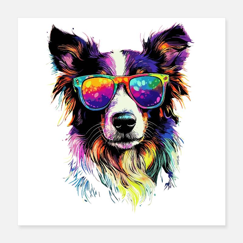 border collie chien amant chiot mignon collies Poster 40 x 40 cm