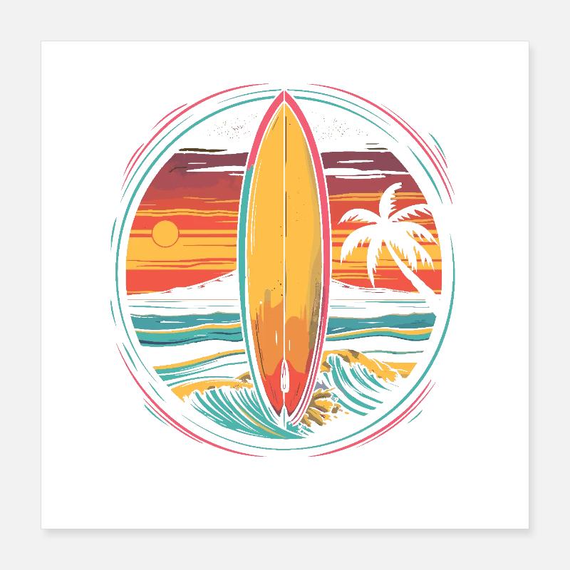 Surfing Artwork Poster 16" x 16" (40x40 cm)