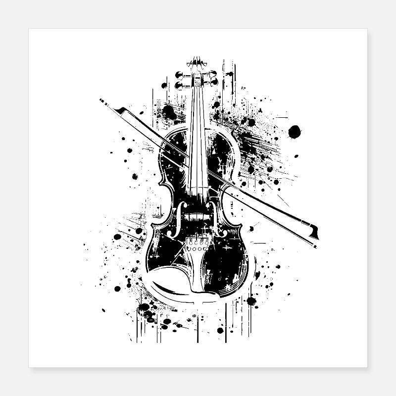 Violin Drawing Poster 16" x 16" (40x40 cm)