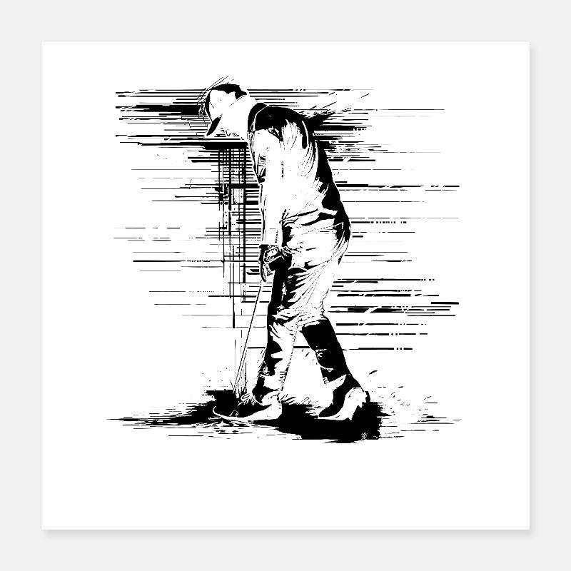 Dessin du golfeur Poster 40 x 40 cm