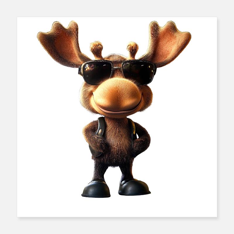 Elch Moose Elchbulle Geweih Hirsch Wilde Elche Poster 40x40 cm