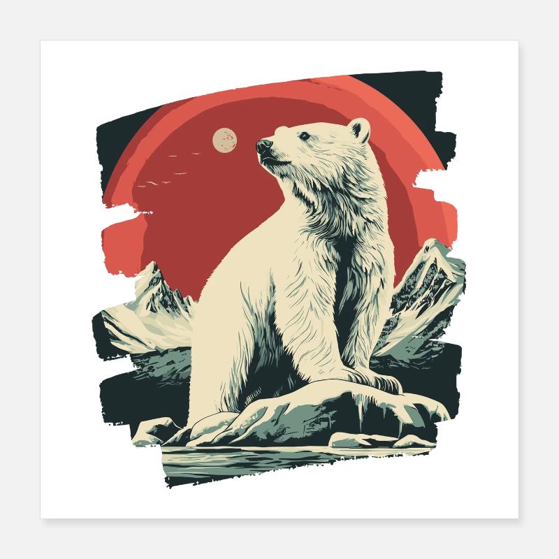 Eisiger Bär Retro Poster 40x40 cm