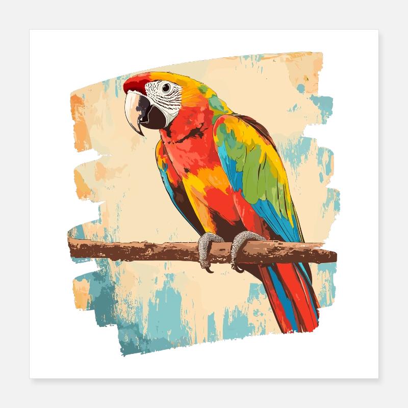 Perroquet Rétro Poster 40 x 40 cm