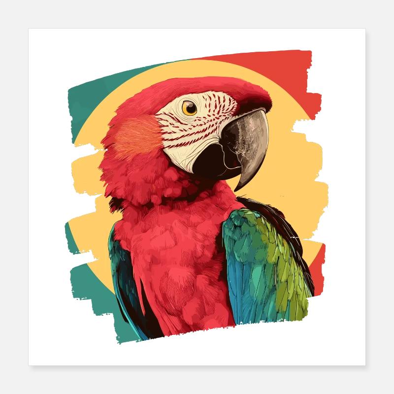 Papagei Retro Poster 40x40 cm