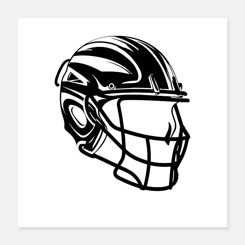Lacrosse Helmet Drawing Poster 16" x 16" (40x40 cm)