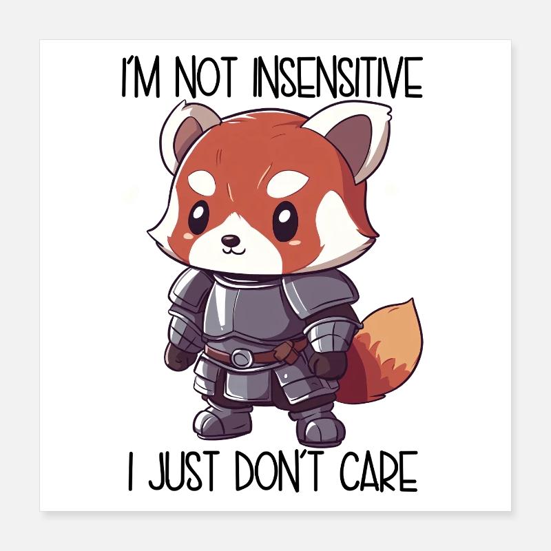 Je ne suis pas insensible – Red Panda Cartoon Poster 40 x 40 cm