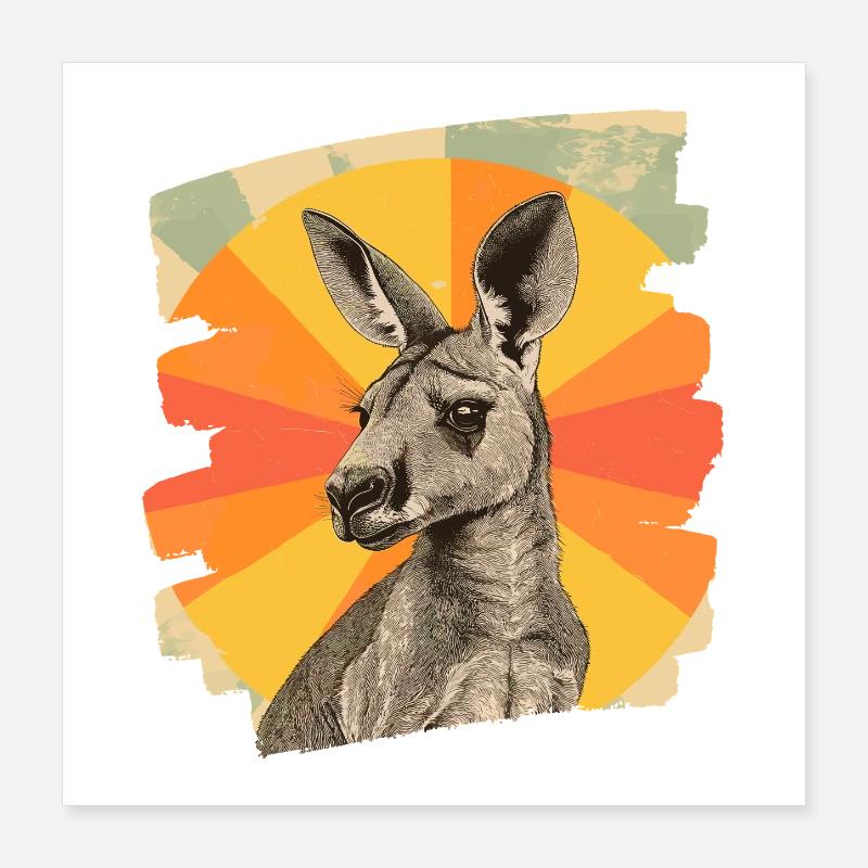 Känguru Retro Poster 40x40 cm
