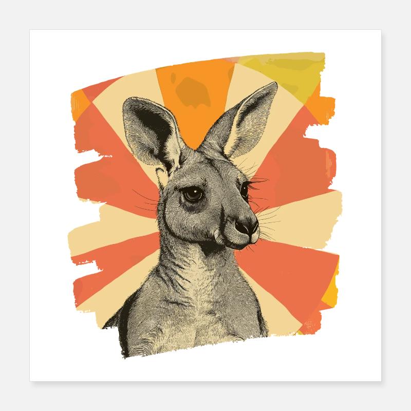 Kangourou rétro Poster 40 x 40 cm