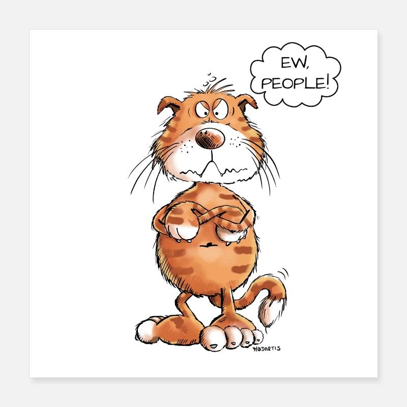 Grumpy Ew People Red Cat Saying Cats Poster 16" x 16" (40x40 cm)