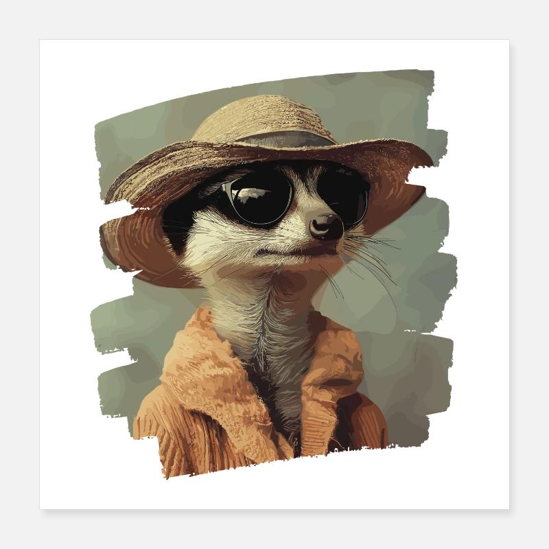 Erdmännchen Retro Poster 40x40 cm