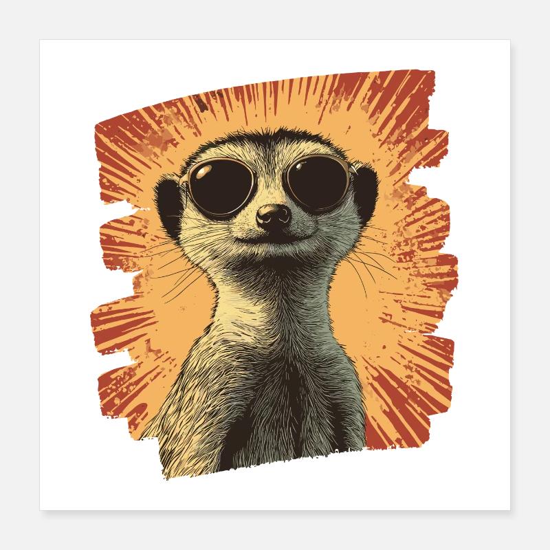 Erdmännchen Retro Poster 40x40 cm