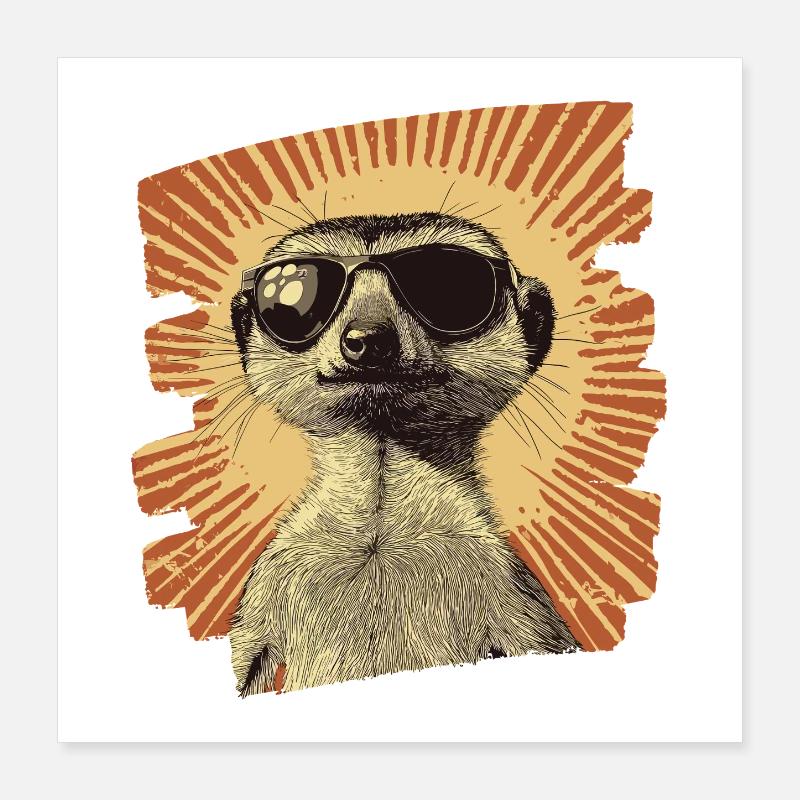 Erdmännchen Retro Poster 40x40 cm