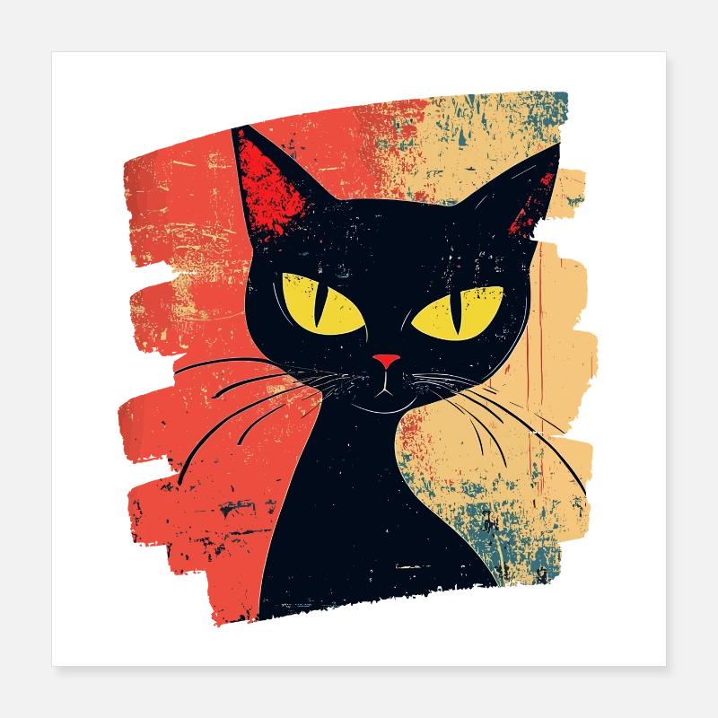 Chat Noir Rétro Poster 40 x 40 cm