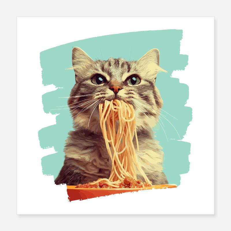 Katze Pasta Poster 40x40 cm