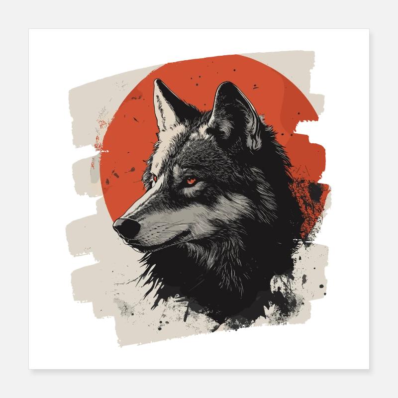Loup Rétro Poster 40 x 40 cm