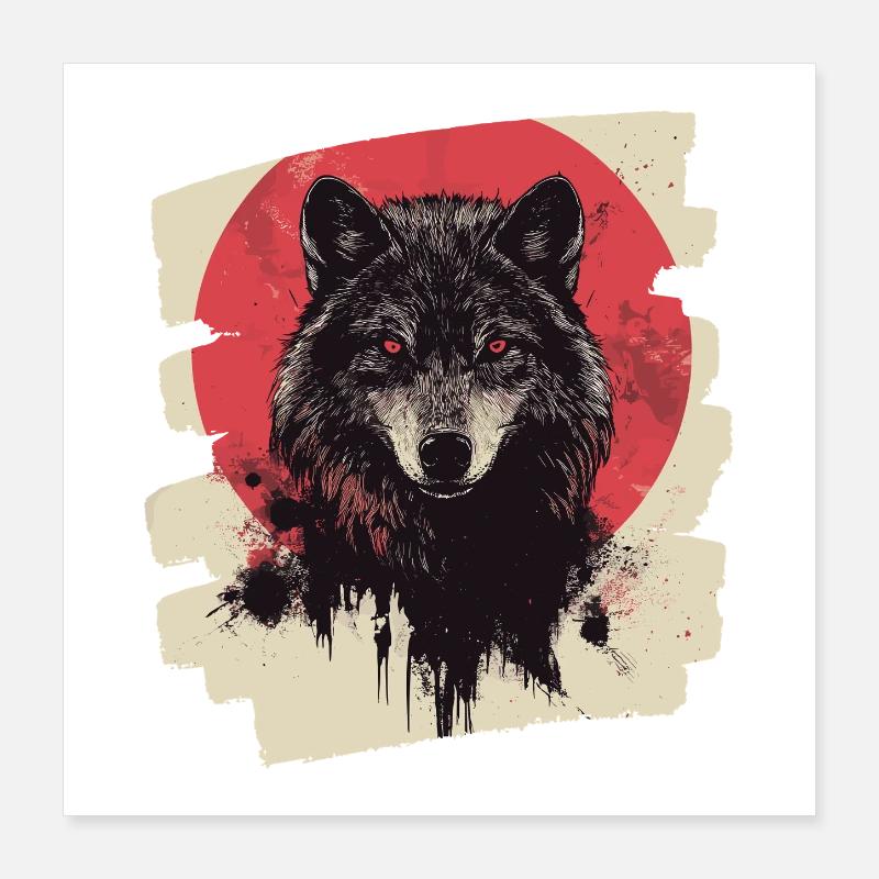 Wolf Retro Poster 40x40 cm