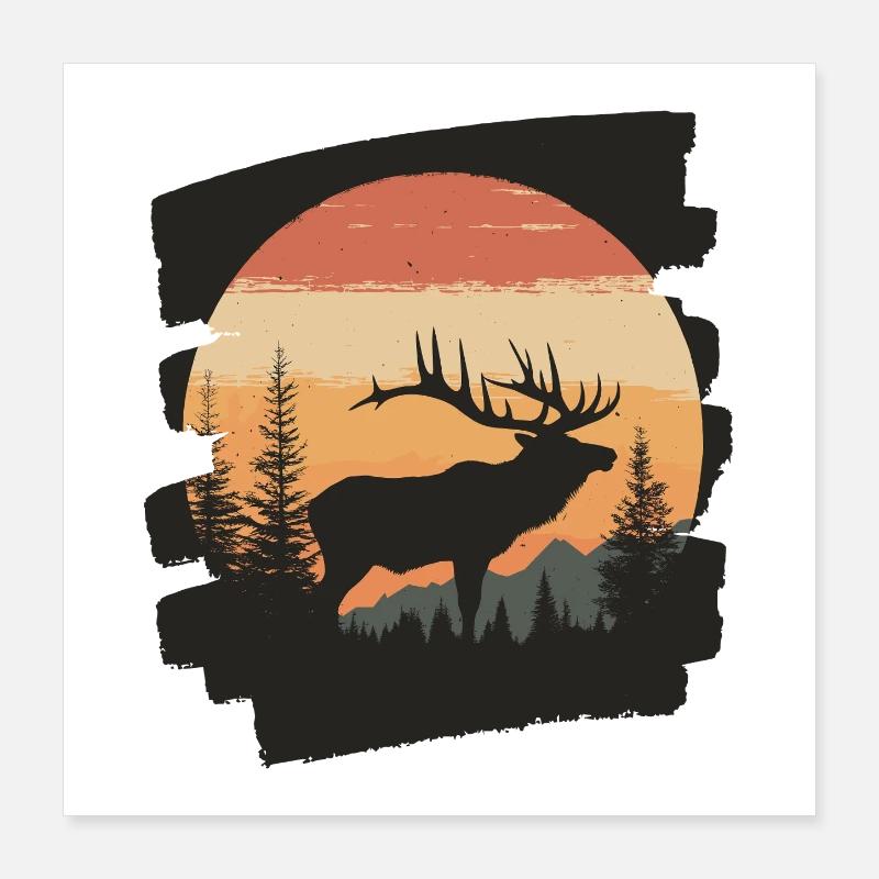 Elch Retro Poster 40x40 cm