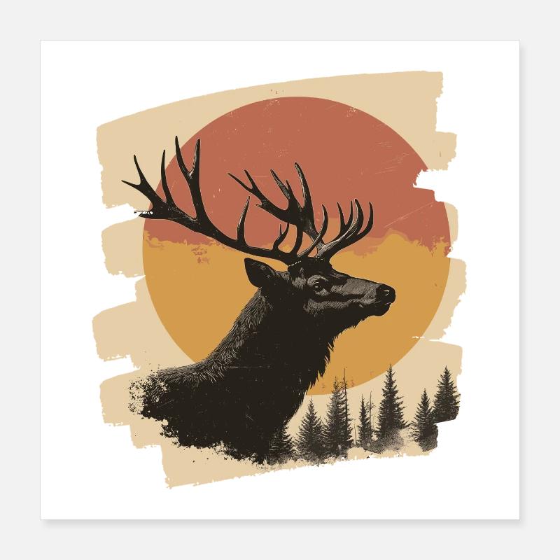 Elch Retro Poster 40x40 cm