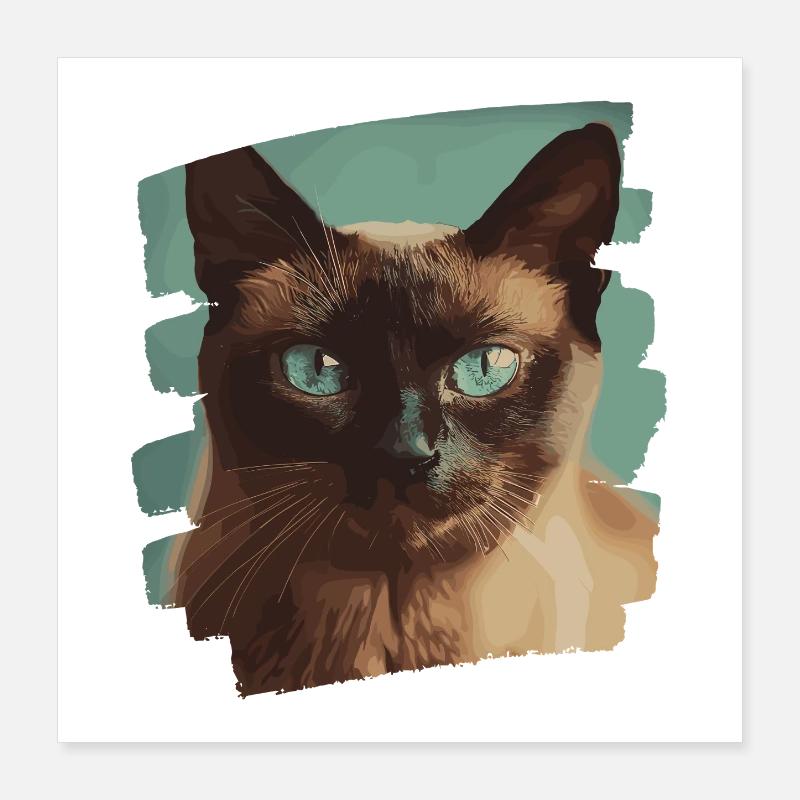 Birman Birmanie Chat Rétro Poster 40 x 40 cm