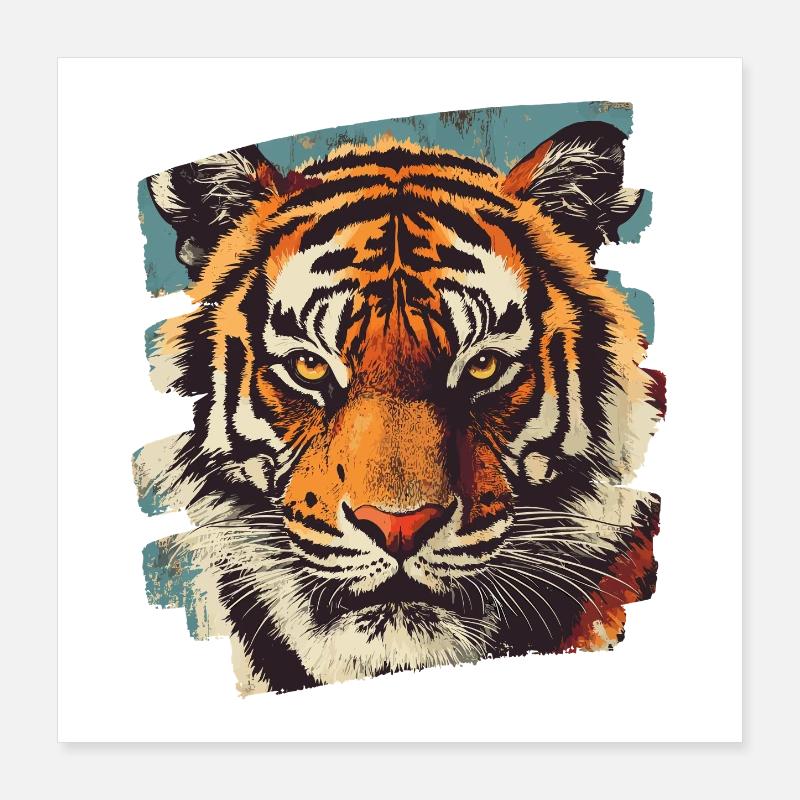 Tigre Rétro Poster 40 x 40 cm